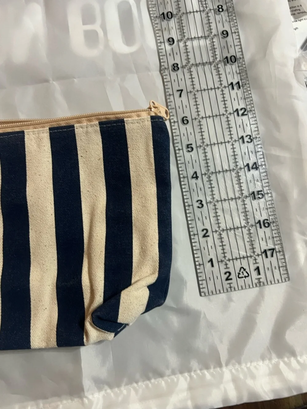 Gorjana Navy and Cream Striped Makeup Organizer Pouch
